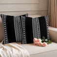 thumbnail image 2 of Black Boho Outdoor Waterproof Pillow Covers, Vintage Abstract Striped Geometric Motifs Decorative Square Throw Pillowcase Sofa Cushion Sham for Patio/Couch/Chair, 20"x20" 2 Pack, 2 of 8