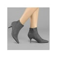 thumbnail image 4 of BLISSFUL STEP Women's Ankle Boots Kitten Heel Pointed Toe Side Zip Faux Suede Boots Grey 9.5, 4 of 7