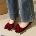thumbnail image 3 of Women's Pumps Stiletto High Heel 3cm Pointed Toe Suede Bow Wedding Shoes for Bride Prom Party, 3 of 7
