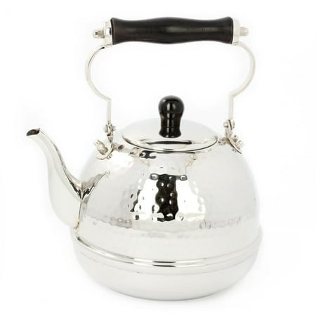2 Qt. Stainless Steel Hammered Tea Kettle with Wood