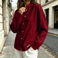 thumbnail image 4 of LUVDA Women's Corduroy Button Cardigan Fall Winter Band Collar Patch Pocket Shacket, 4 of 6