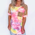 thumbnail image 2 of Women's Casual Sequins Glitter Summer T Shirts Short Sleeve Crewneck/V Neck Tie Dye Tee Tops Chest Pocketed Blouses, 2 of 7