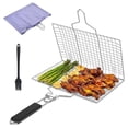 thumbnail image 1 of Cesta portátil de acero inoxidable para pescado a la parrilla, malla para parrilla portátil con asa extraíble para asar pescado, parrilla portátil para exteriores, 1 of 4