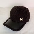 thumbnail image 4 of Gorro de invierno con agujero para cola de caballo para mujeres y hombres, para viajes al aire libre, de piel sintética, con retazos de lana de cordero, gorra de béisbol, 4 of 5