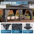 thumbnail image 3 of Sunmthink 12' x 20' Hardtop Gazebo with Mosquite Netting, Double Metal Roof for Lawn and Garden, Gray, 3 of 9
