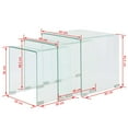 thumbnail image 4 of vidaXL Three Piece Nesting Table Set Tempered Glass Clear, 4 of 5