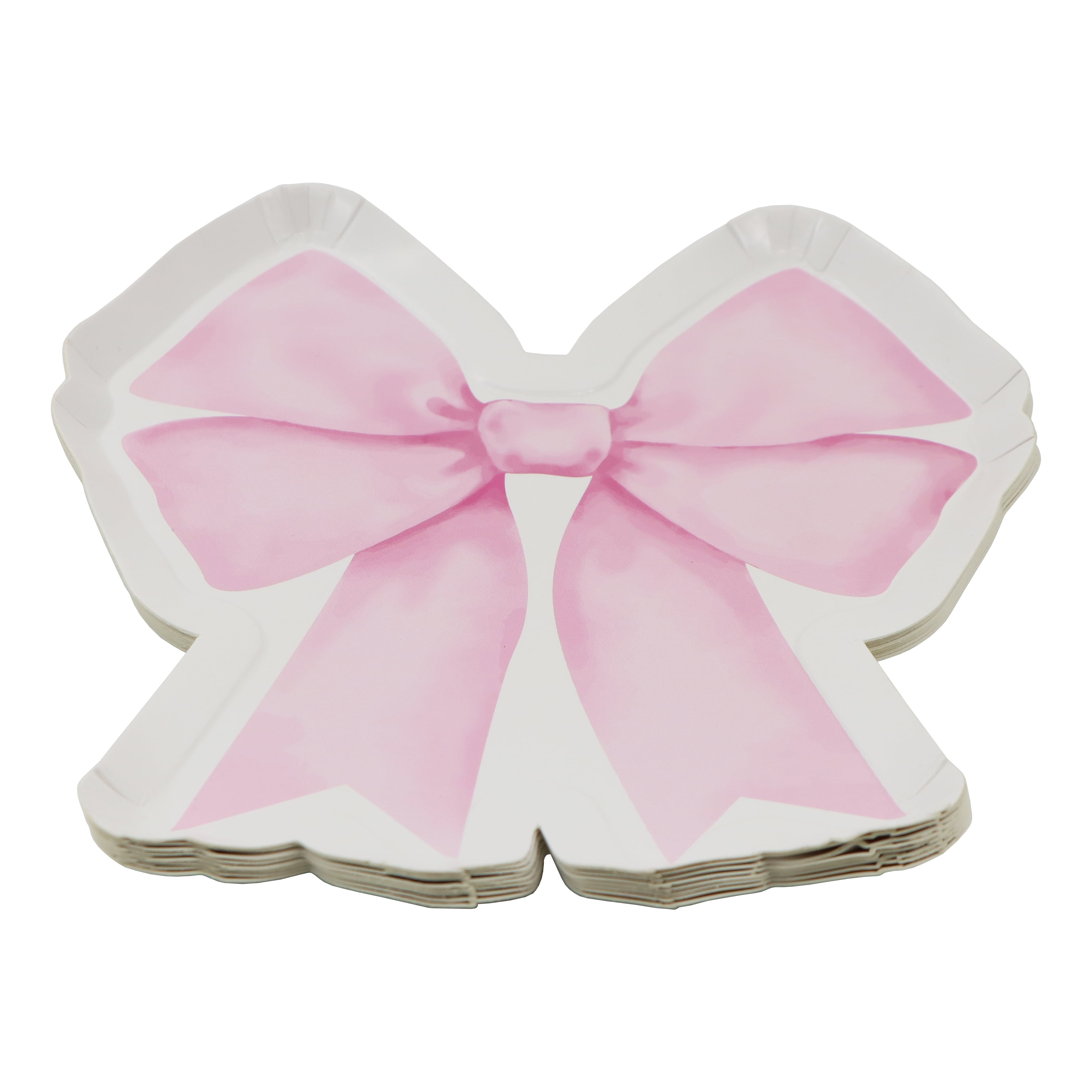Celebrate It Paper Plates - Pink Bow-Shaped Disposable Snack Plates, Pink, 7", 24 Packs (192 Total)