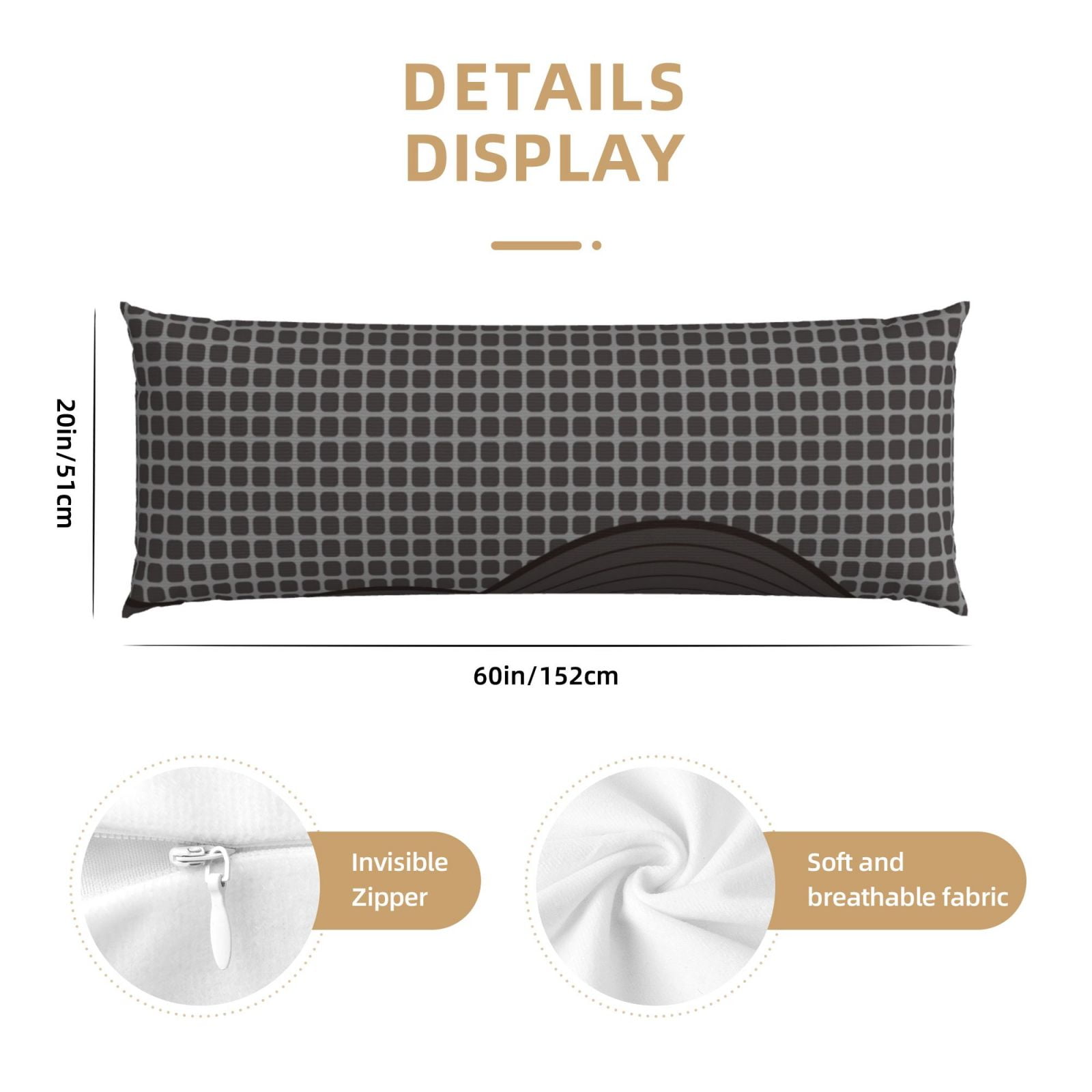 Naloa Vinyl Records Super Soft 20x60 Body Pillow Case,Long Side Hidden Zipper（PILLOWS ARE NOT INCLUDED）