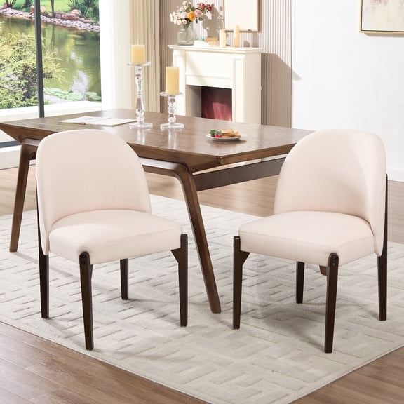 AFO Wooden Dining Chairs Set of 2, Modern Fabric Upholstered Dining Room Chair Kitchen Chairs, Farmhouse Dinner Chair for Kitchen Dining Room
