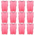 thumbnail image 1 of 12 Uds. Chaleco de ejercicio de entrenamiento de fútbol para adultos transpirable de malla grande tamaño libre rojo rosa, 1 of 10