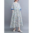 thumbnail image 2 of Women Loose Dress with Pockets Floral Half Sleeves Drawstring Waist, 2 of 8