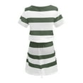 thumbnail image 5 of Cyber&Monday Deals Summer Women Casual Midi Dresses Fashion Sexy Short Sleeve Stripe Sundress Loose Bandage Cute V Neck Drawstring Dress, 5 of 5
