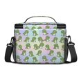 thumbnail image 3 of Dinosaur and Grid Rainbow Pattern Insulated Lunch Box for Women Men, Medium Leakproof Cooler Bag with Adjustable Strap, 10"x6.7"x8", 3 of 6
