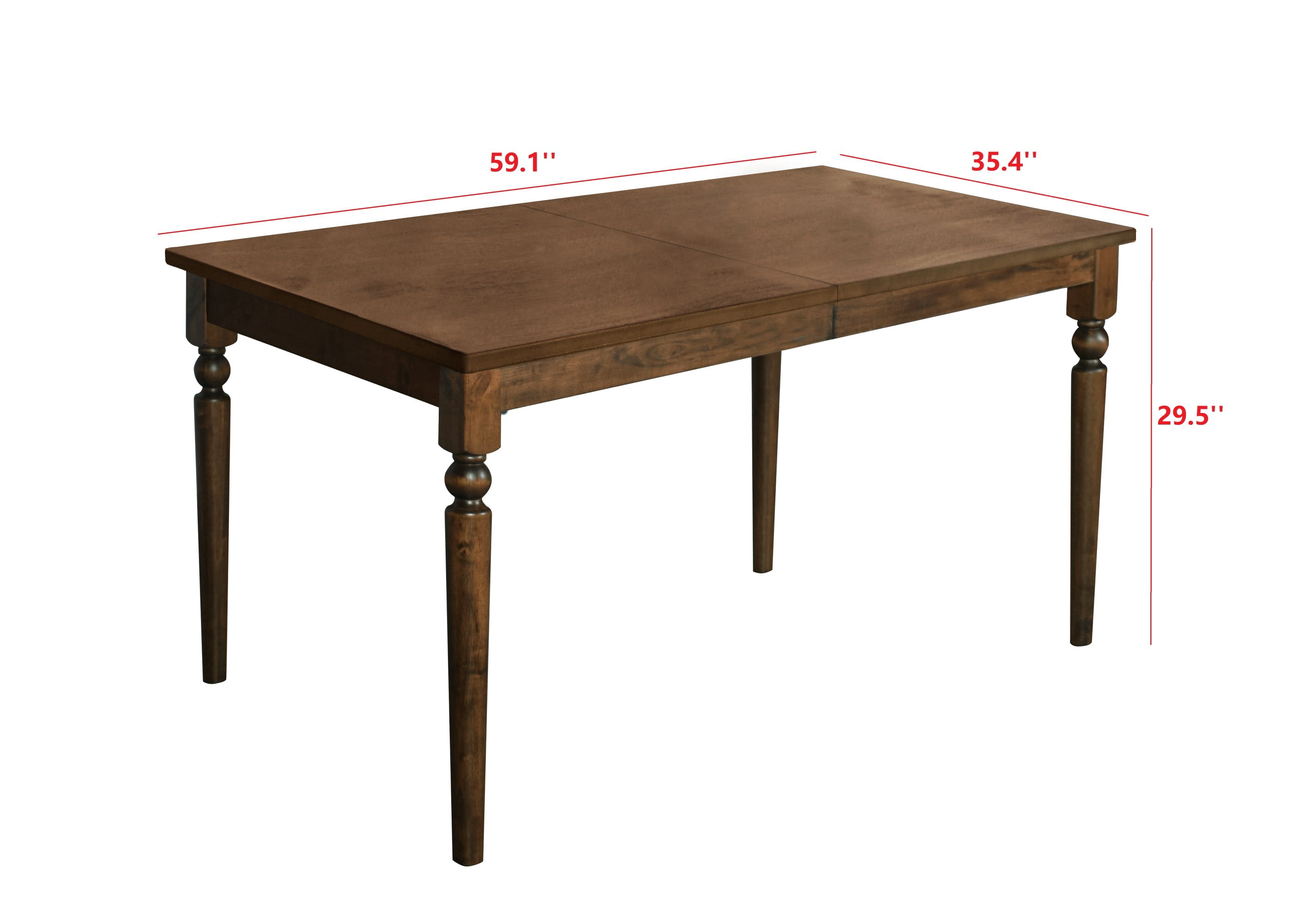 Home Design Beckley Brown Rectangular Dining Table, Wood, Spacious Tabletop, Elegant Modern Style, Durable Construction, Easy to Clean, Adult