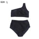thumbnail image 2 of Traje de baño de un solo hombro para mujer, tankini, conjunto de bikini de cintura alta, traje de baño push up de 2 piezas, negro, 2 of 7