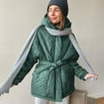 thumbnail image 4 of XFLWAM Women Winter Warm Zipper Jacket Coat Hooded Outwear with Belted Green M, 4 of 6