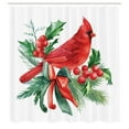 thumbnail image 2 of Ambesonne Cardinal Shower Curtain, Red Bird Berries Leaves, 69"Wx75"L, Dark Pink and Fern Green, 2 of 4
