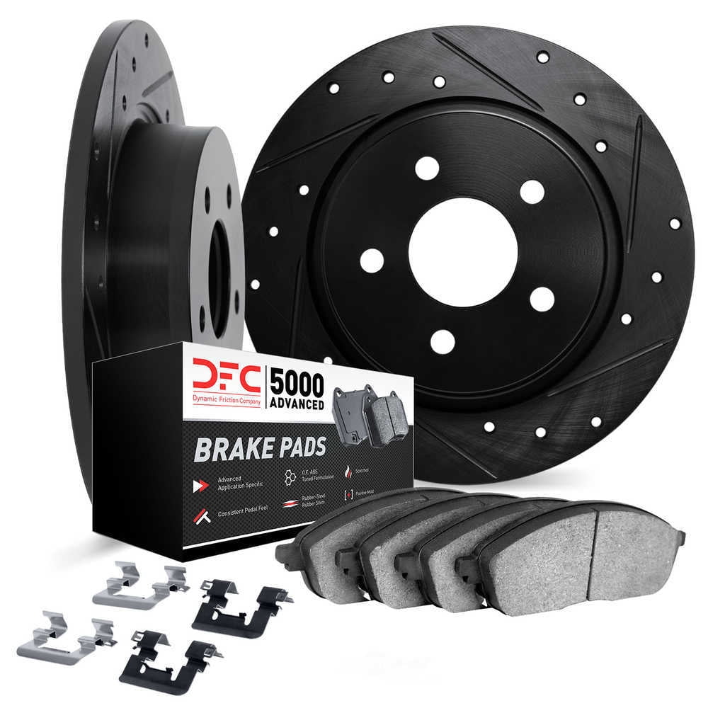 Dynamic Friction Company 8512-54013 DFC Rotors-Drilled and Slotted-Black with 5000 Advanced Brake