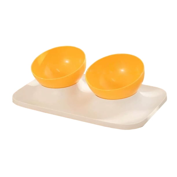 Tazón de comida para perros y gatos, estación de alimentación inclinada elevada de 15 degree, plato ajustable para gatos, tazón de alimentación para Amarillo 2 Yinane comedero elevado para gatos