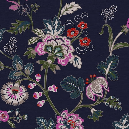 Joules Vine Cottage Floral Royal Navy Wallpaper