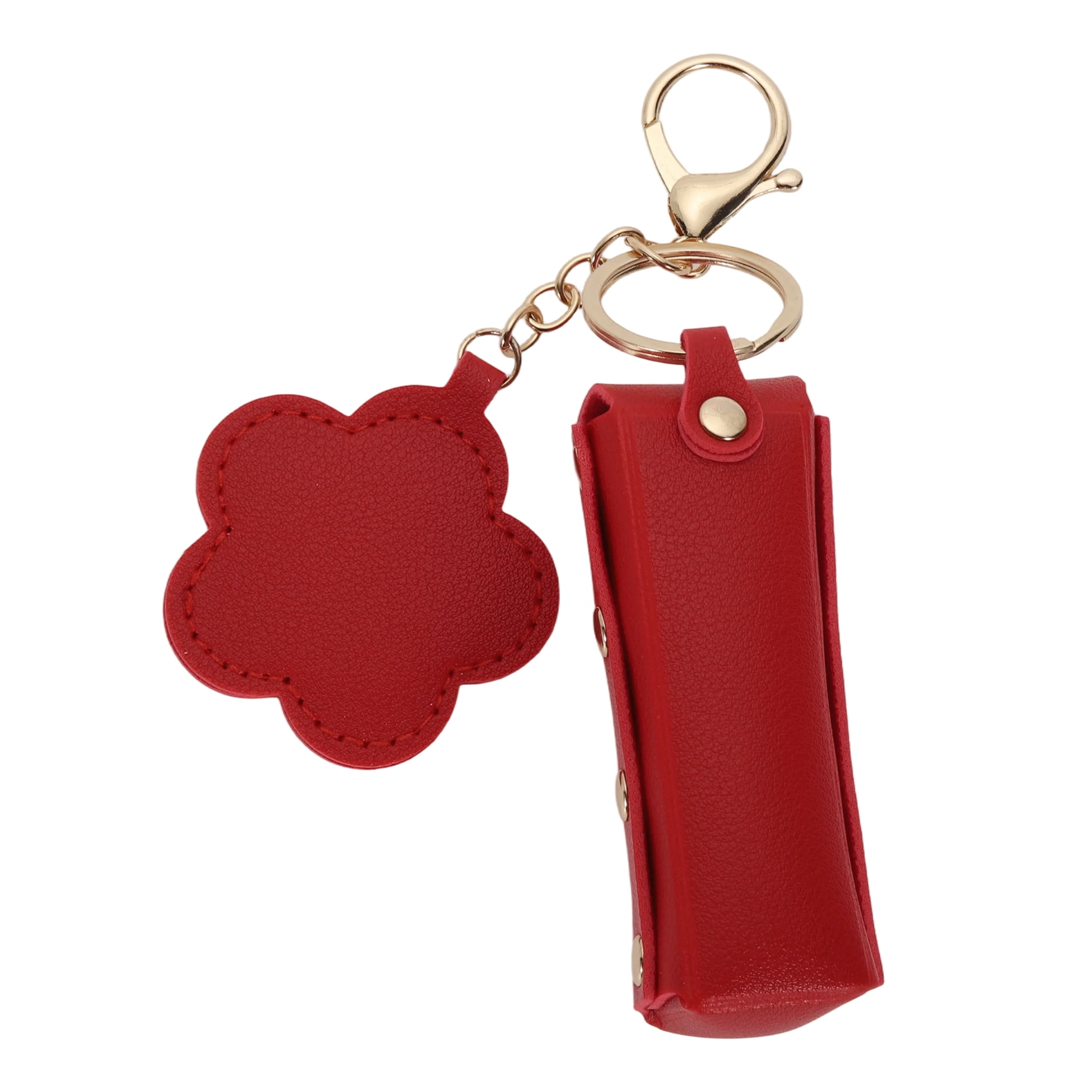 Unique Bargains Durable Flower Mirror Handbag Charms Keychains 1 Piece Red