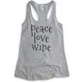 thumbnail image 1 of Peace Love Wine Tank Top, Ladies Racerback Tank Top, Alcohol Tank, Party Tank, Heather Gray, Large, 1 of 3