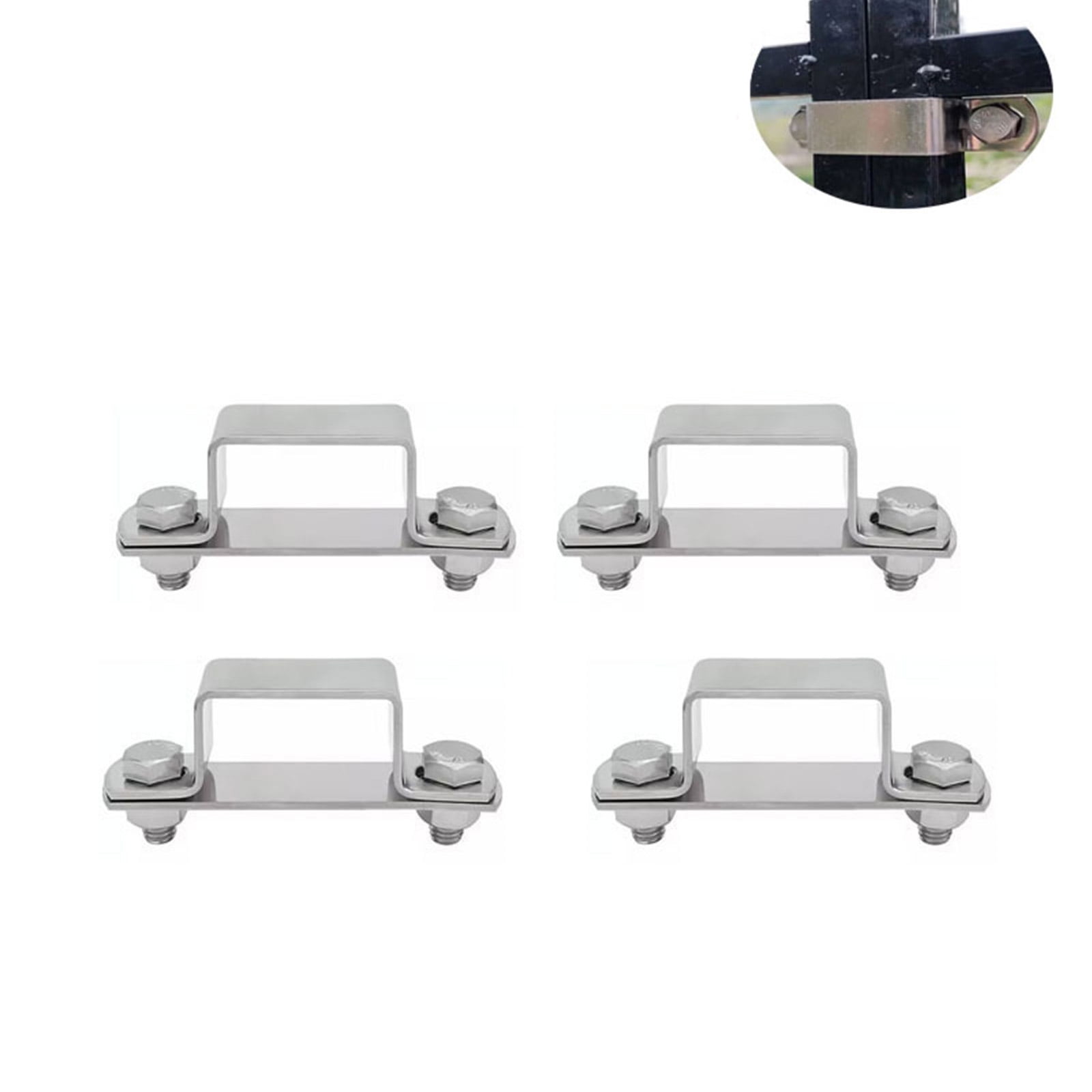 4Pcs Pipe Clamp U Shaped Connector Bracket Metal Steel Rod Security Holder Brackets for Door Window Shed Enduring