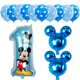 thumbnail image 2 of Juego de globos con números para tarta de primer cumpleaños de niños con temática de Mickey Mouse de Disney, suministros de decoración para fiesta de cumpleaños de Minnie y Mickey, 2 of 4