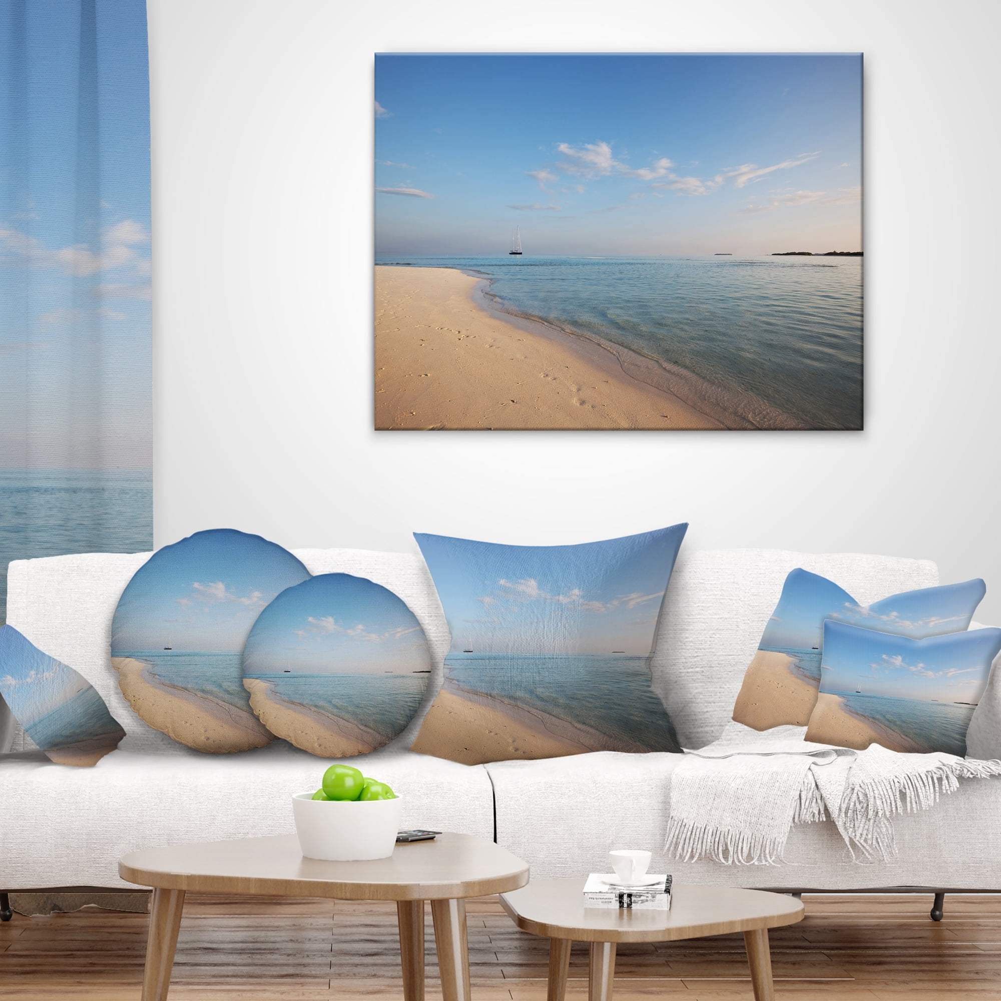 Designart 12" x 20" Blue Polyester Throw Pillow