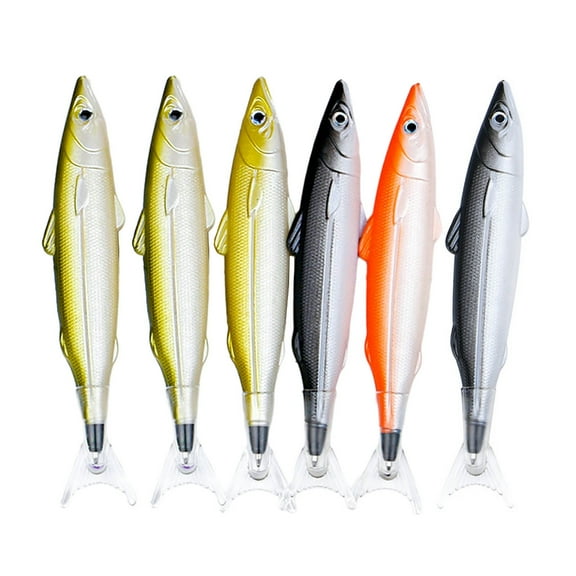 Pack of 6 Fish Pen Ballpoint Pens Novelty Fishing Pen 0.5mm Realistic Decoration Party Favors Halloween Christmas Gifts