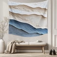 thumbnail image 5 of Blue Beige Tapestry for Bedroom Wall Hanging Tapestry, Modern Coastal Wave Abstract Art Ceiling Backdrop Tapestries Poster Blanket Wall Decor for Teens Room Living Room Dorm 55" x 73", 5 of 8