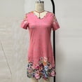 thumbnail image 5 of QUNYINEY Short Sleeve Womens Summer Dresses Floral Flowy Long A Line Dress Vacation Beach Slim Fit V Neck Dresses, 5 of 7