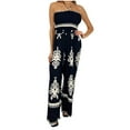 thumbnail image 2 of LEBONYARD Women's Summer Romper - Sleeveless Floral Jumpsuit Shorts,Summer Border Women Clothing New foreign Trade Fashion Printed Tube Top Suspender Jumpsuit Wide Leg Pants Black XXL, 2 of 5
