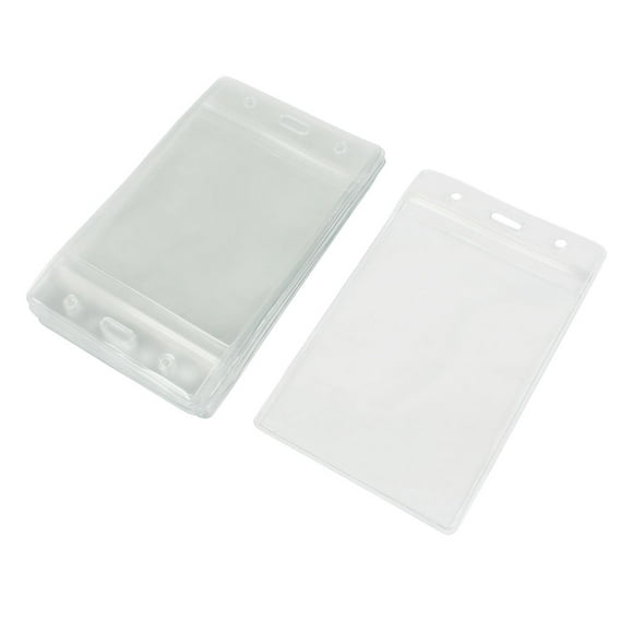 Plastic Vertical Business Work ID Badge Card Holder, 10 Pcs, Clear