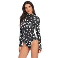 thumbnail image 1 of Women's Mock Turtle Neck Long Sleeve Tops Bodysuit Jumpsuit, Flower M, 1 of 9