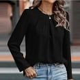 thumbnail image 2 of CHUMUD Women's Dressy Business Casual Tops, Crew Neck Pleated Long Sleeve Shirts, Office Work Blouses, Spring Fall Outfits, 2 of 5