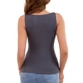 thumbnail image 3 of INSPIRE CHIC Women's Tank Tops Back to School V Neck Thermal with Built in Bra Warm Undershirt Base Layer Vest M Dark Grey, 3 of 5