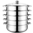 thumbnail image 1 of SUTENGDA Cuiseur Vapeur 12 Pouces avec Couvercle 5 Niveaux en Acier Inoxydable avec Poignée pour Légumes, Raviolis, Sauce, 1 of 7