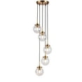thumbnail image 2 of 5-Light Globe Glass Brass Finish Pendant Linear Staircase Chandeliers, 2 of 6