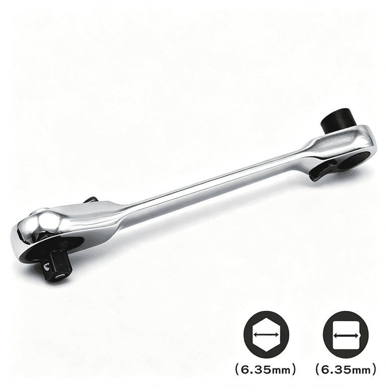 KASIU 1/4In Mini Double Headed Ratchet Wrench 72 Tooth Drive Socket and ...