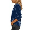 thumbnail image 7 of Women's 3/4 Sleeve Shirts Tops Velvet Denim Patchwork Lapel Collar Button Down Short Sleeve Shirt Womens Casual Plus Size Loose Fits Comfy Velour Three Quarter Sleeve T Shirt Blouses, 7 of 7
