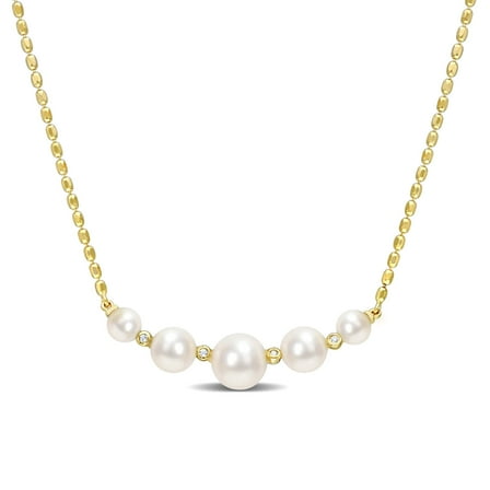 Everly Women's Cultured Pearl and Topaz Yellow Gold Plated Necklace