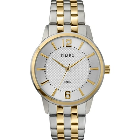 Timex Men's Steel 3-Hand 40mm Watch – Two-Tone Case & Dial with Stainless Steel Bracelet