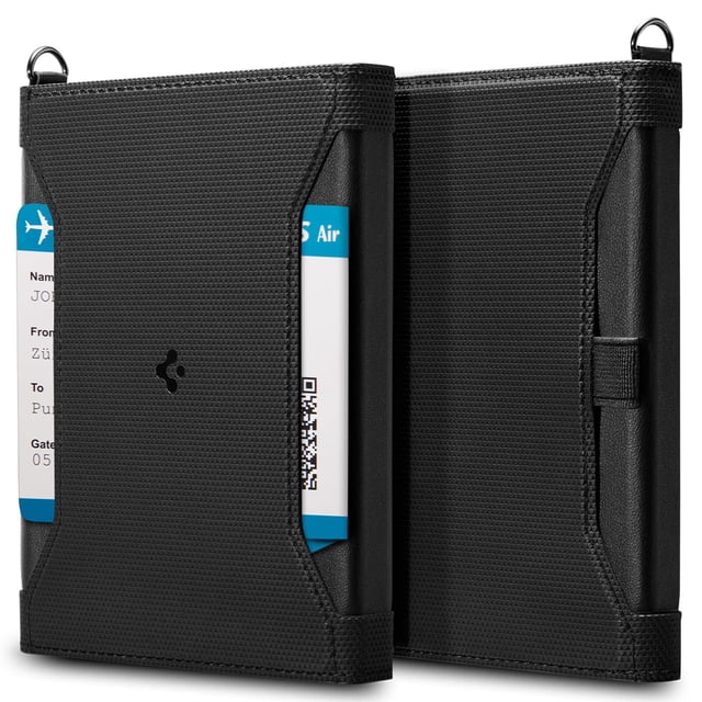 Funda para tarjetas de pasaporte, cartera, Travel Spigen Life, color negro