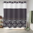 thumbnail image 6 of No Hook Shower Curtain, Boho Purple Flower Shower Curtains for Bathroom with See Through Top Window, Abstract Bohemia Pesley Floral Waterproof & Washable Bath Curtain Long 72"x78", 6 of 9