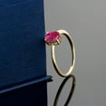 thumbnail image 3 of Gem Stone King 10K Yellow Gold Red Created Ruby Solitaire Engagement Ring | 0.90 Cttw | Oval 7X5MM | Wedding Anniversary Promise Ring for Women | Available in Size 5-10, 3 of 3