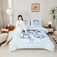 thumbnail image 4 of Erosebridal Bow Alphabet Bedding Twin Comforter Set,Blue Flower Down Comforter,Letter Personalized Bedding Sets Twin with Comforter,Microfiber Floral Room Decorative,Reversible,2-Piece, 4 of 8