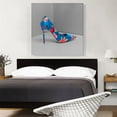 thumbnail image 2 of ARTCANVAS Blue Modern High Heels Shoe Stiletto Flower Pattern Canvas Art Print - Size: 36" x 36" (1.50" Deep), 2 of 9