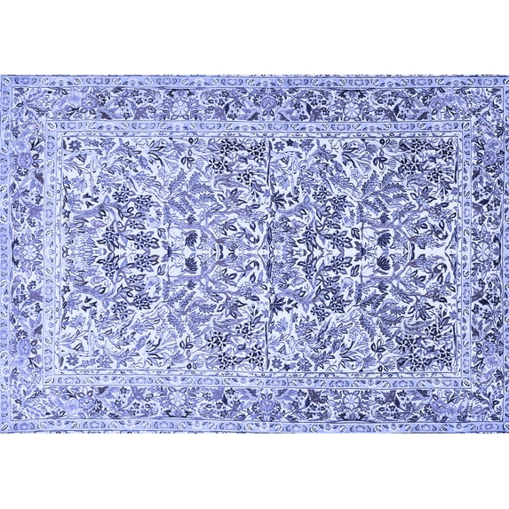 Ahgly Company Machine Washable Indoor Rectangle Persian Blue Traditional Area Rugs, 8' x 10'