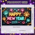 thumbnail image 2 of Neon Happy New Year Banner Firework Design New Year Display Colorful 2026 Pattern 2026 Backdrop for New Year Party Holiday Celebration Indoor Decoration, 2 of 9